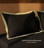 Black & Sage Green 400 TC Cotton Satin King Size Bedsheet with 2 Flanged Pillow Covers