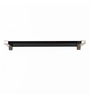 Solid Wood Fixed Bracket Wall Shelf with Bright Nickel Brackets in Black & Silver Colour
