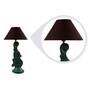 Black Poly Cotton Shade Table Lamp with Green Base