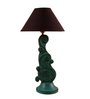 Black Poly Cotton Shade Table Lamp with Green Base