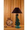 Black Poly Cotton Shade Table Lamp with Green Base