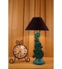 Black Poly Cotton Shade Table Lamp with Green Base
