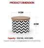 Black & White Chevron Printed Metal Airtight Containers With Wooden Lids Set Of 2