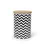 Black & White Chevron Printed Metal Airtight Storage Container With Wooden Lid