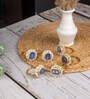 Black & White Cotton Fabric Coated Mdf Napkin Rings Set Of 6 With Agate