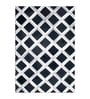 Black & White Hair On Leather Checkered Hand Woven 4X6ft   Carpet