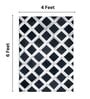 Black & White Hair On Leather Checkered Hand Woven 4X6ft   Carpet