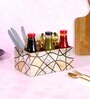 Black & White Mdf Wood Rectangle 1 Pcs Cutlery Holder