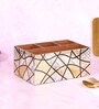 Black & White Mdf Wood Rectangle 1 Pcs Cutlery Holder