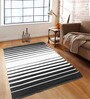 Black & White Polypropylene Striped 3 x 5 Feet Dhurrie