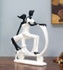 Black & White Polyresin Couple On Scooter Showpiece