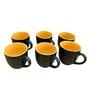 Black & Yellow Ceramic  (Set Of 6) Tea Cup