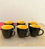 Black & Yellow Ceramic  (Set Of 6) Tea Cup