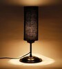 Black  Cotton  Shade Traditional Table Lamp With Black  Base