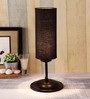 Black  Cotton  Shade Traditional Table Lamp With Black  Base