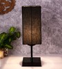 Black  Cotton  Shade Traditional Table Lamp With Black  Base