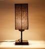 Black  Cotton  Shade Traditional Table Lamp With Black  Base