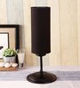 Black  Cotton  Shade Traditional Table Lamp With Black  Base