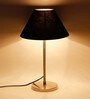 Black  Cotton  Shade Traditional Table Lamp With Steel  Base