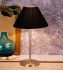 Black  Cotton  Shade Traditional Table Lamp With Steel  Base