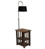 Black Fabric Shade Floor Lamp With Brown & Nickel Base