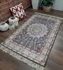 Black Faux Silk Vintage 4 x 6 Feet Hand Woven Carpet -Avioni Collection