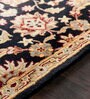 Black  Floral Wool 8 ft x 10 ft Hand tufted Carpet