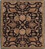 Black  Floral Wool 8 ft x 10 ft Hand tufted Carpet
