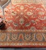 Red Floral Wool 8 ft x 10 ft Hand tufted Carpet