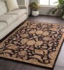Black  Floral Wool 8 ft x 10 ft Hand tufted Carpet