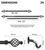 Black Iron Solid (120 Inches) Curtain Rod with Accessories (Pack of 2)
