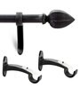 Black Iron Solid (144 Inches) Curtain Rod with Accessories