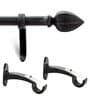 Black Iron Solid (66 Inches) Curtain Rod with Accessories