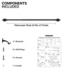 Black Iron Solid (66 Inches) Curtain Rod with Accessories