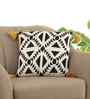 Black and Mustard 100% Cotton Abstract 16X16 Inches Knitted Cushion Cover