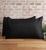 Black Solid 210TC Jute 17 x 27 Inches Pillow Covers (Set of 2)