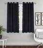 Black Solid Jute 5 Ft Light Filtering Eyelet Window Curtains (Set of 2)