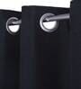 Black Solid Jute 7 Ft Light Filtering Eyelet Door Curtains (Set of 2)
