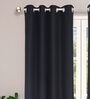 Black Solid Jute 7 Ft Light Filtering Eyelet Door Curtains (Set of 2)