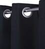 Black Solid Jute 9 Ft Light Filtering Eyelet Door Curtains (Set of 2)