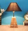 Black  Shade Table Lamp With Brown Woodden Base