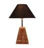 Black  Shade Table Lamp With Brown Woodden Base