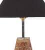 Black  Shade Table Lamp With Brown Woodden Base