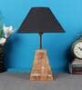 Black  Shade Table Lamp With Brown Woodden Base