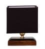 Black  Shade Table Lamp With Wood Base