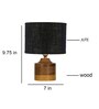 Black  Shade Table Lamp With Wood Base