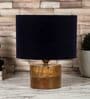 Black  Shade Table Lamp With Wood Base