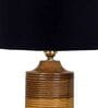 Black  Shade Table Lamp With Wood Base