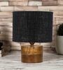 Black  Shade Table Lamp With Wood Base