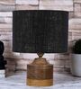 Black  Shade Table Lamp With Wood Base